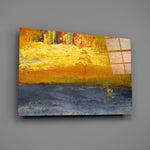 Saffron horizon panel bringing collector warmth to a contemporary living space
