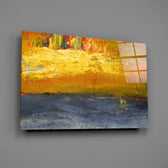 Saffron horizon panel bringing collector warmth to a contemporary living space