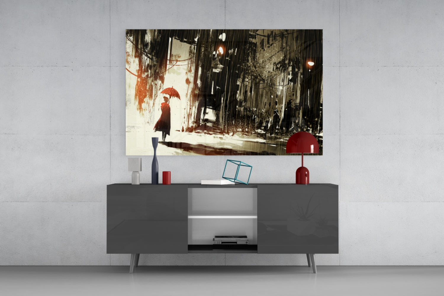 Rainy City Glass Wall Art.