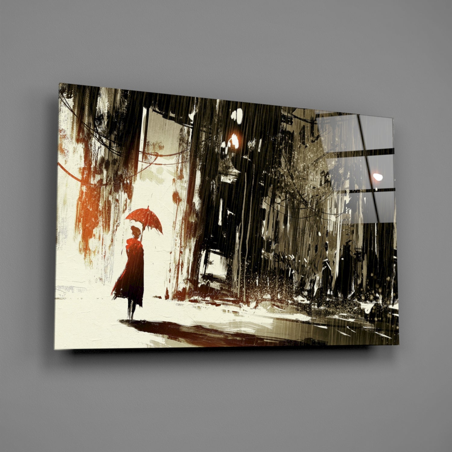 Rainy City Glass Wall Art.