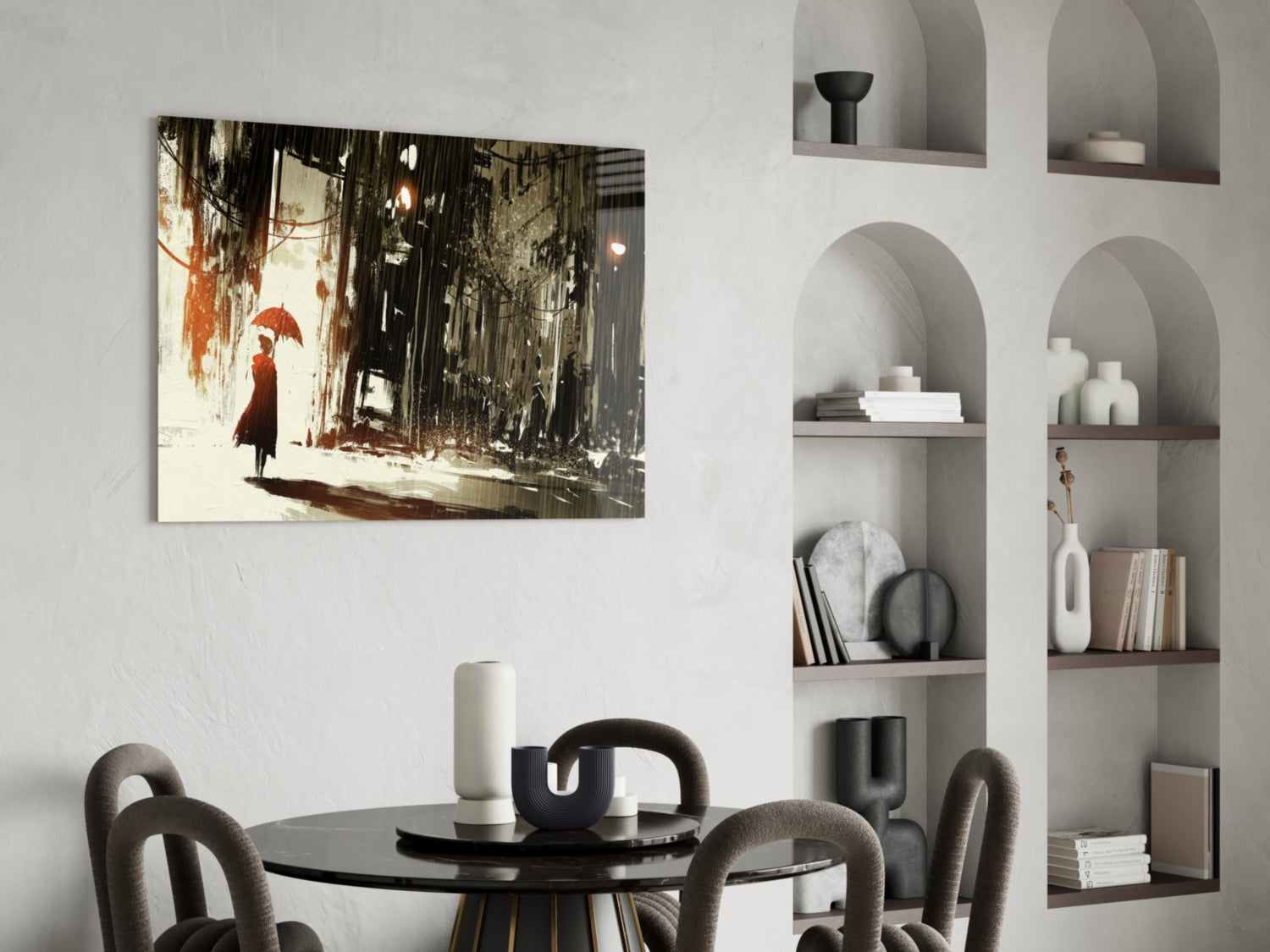 Rainy City Glass Wall Art.