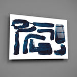 Navy Zen-brush panel bringing reflective calm to a contemporary living space