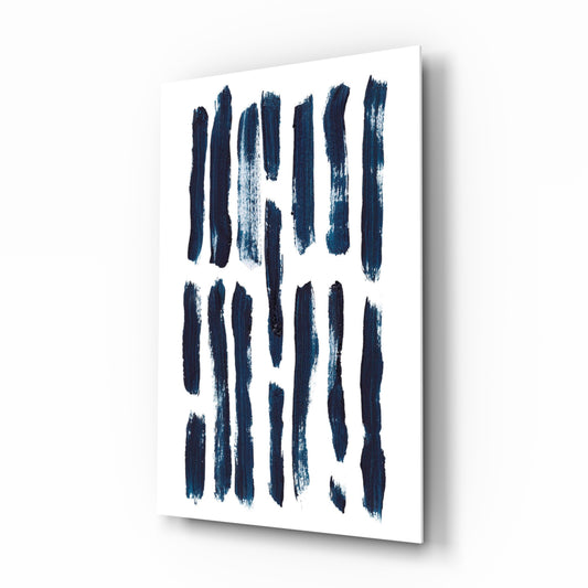 Lines glass wall art displayed above a console in a designer interior