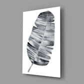 Monochrome leaf panel bringing serene calm to a contemporary living space