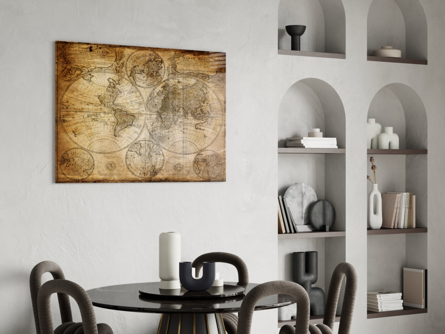 World Map Glass Wall Art.