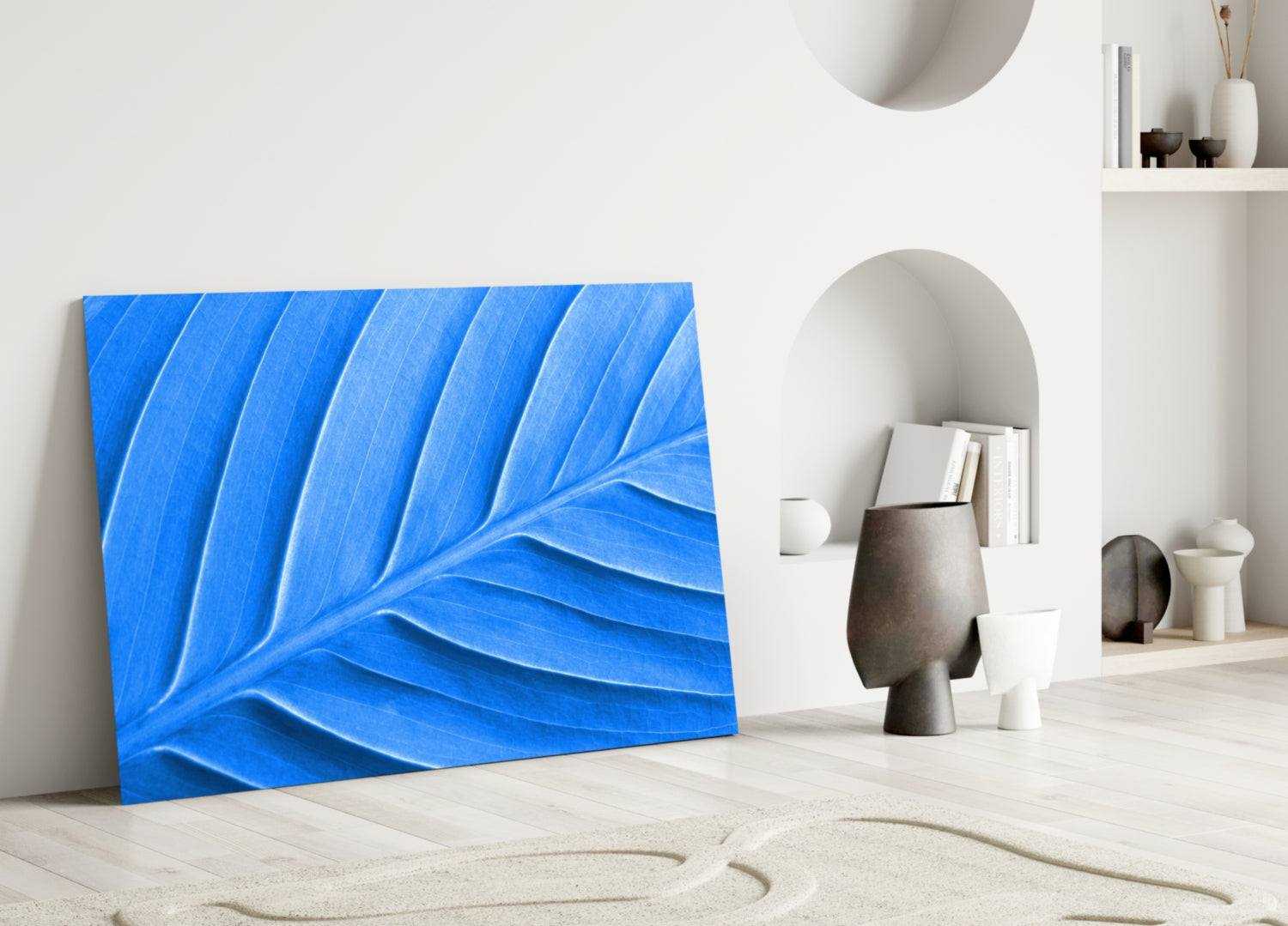 Blue Leaf Glass Wall Art.