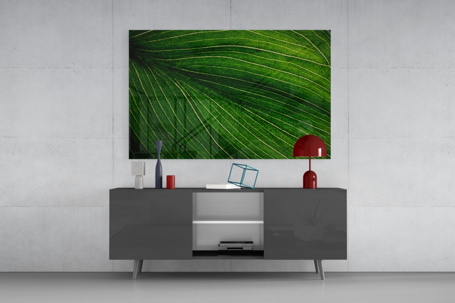 Green Leaf Glass Wall Art.