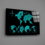 Turquoise sketched-map panel bringing explorer presence to a contemporary living space