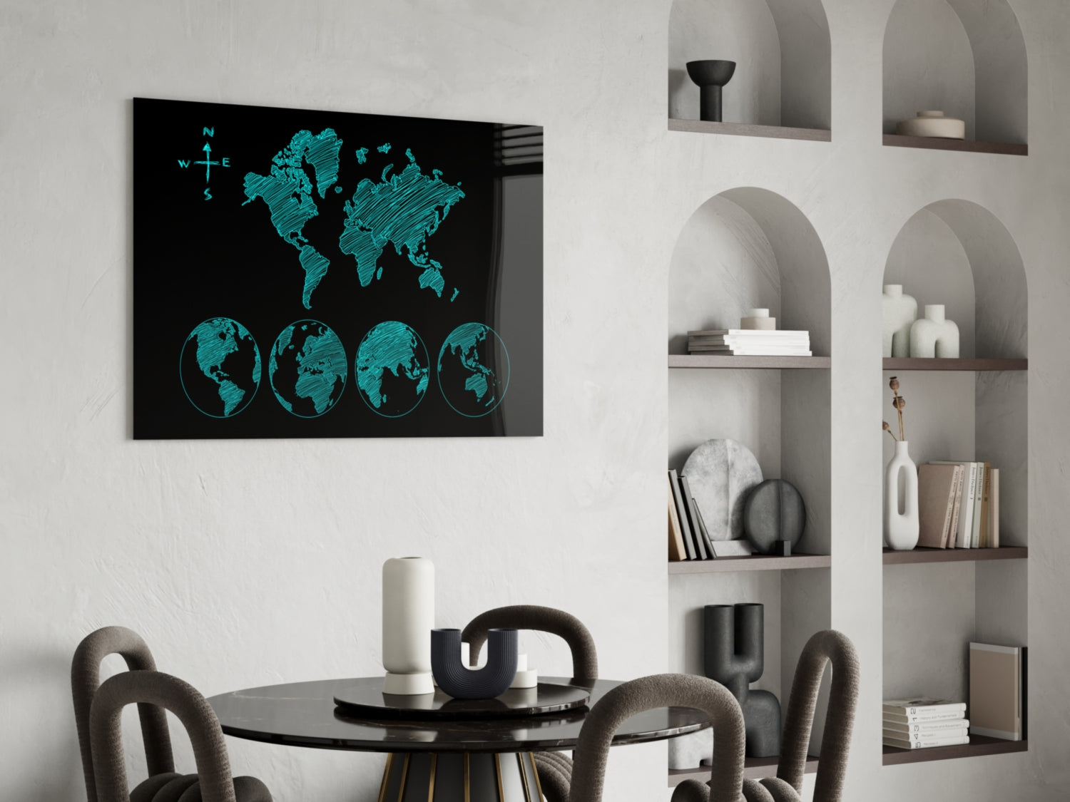 Continents Glass Wall Art.