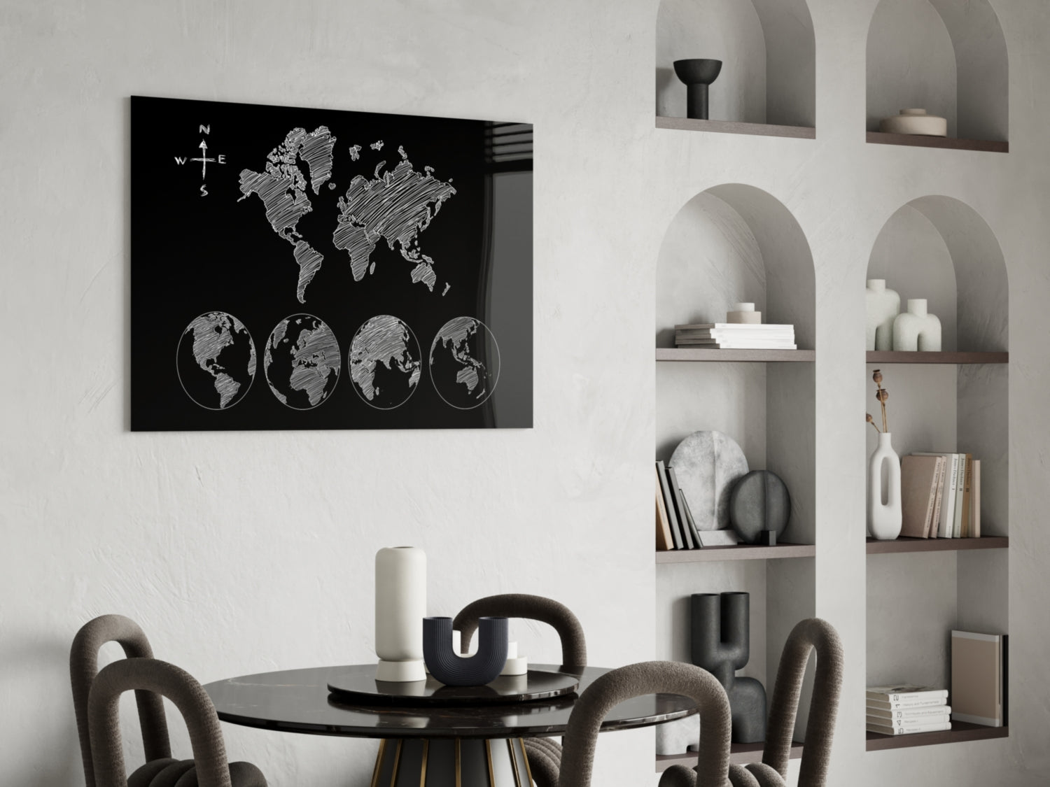 Continents Glass Wall Art.