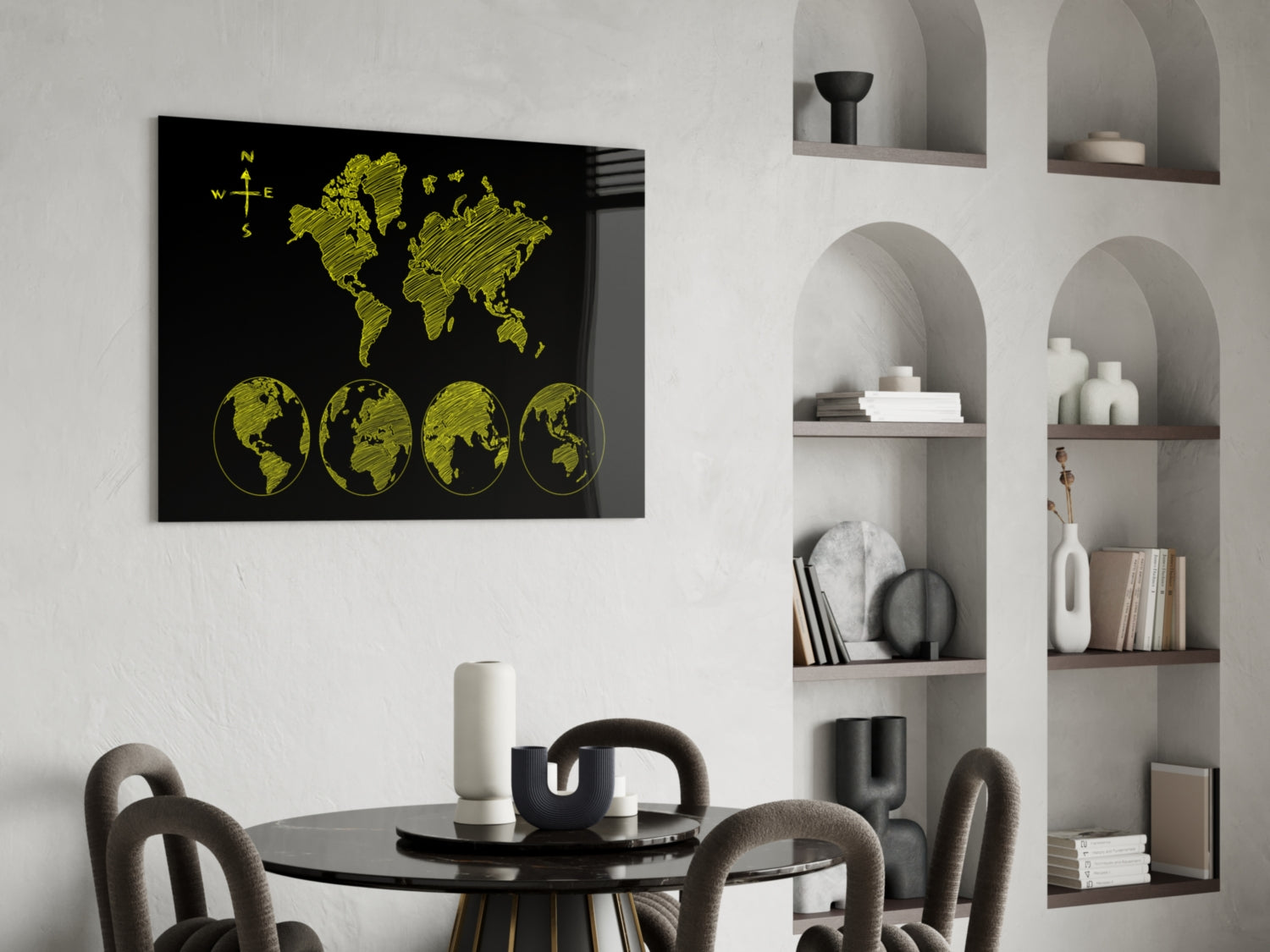 Continents Glass Wall Art.