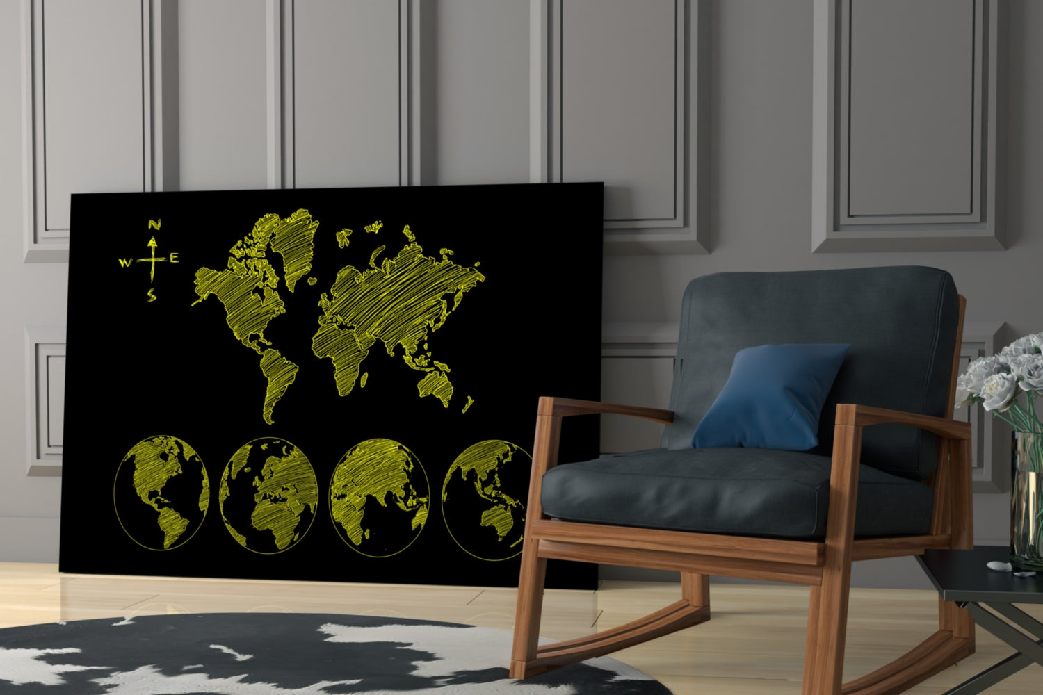 Continents Glass Wall Art.