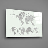 Sketched world map panel bringing explorer mood to a contemporary living space