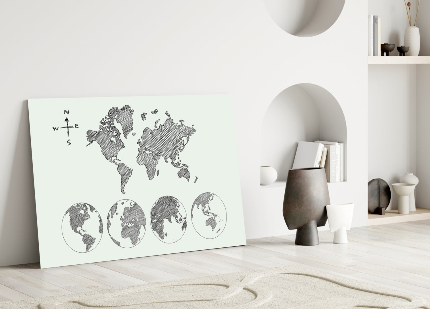Continents Glass Wall Art.