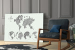 Continents glass print enhancing a hallway with cartographic poetry