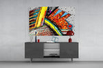 Abstract Chameleon panel catching gallery light to reveal its graphic contour