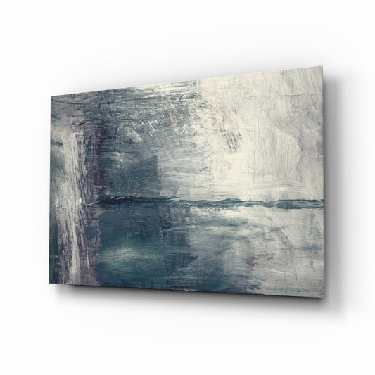 Abstract Colors glass wall art displayed above a console in a designer interior
