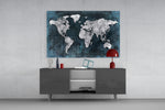 World Map panel catching low light to reveal its grunge texture