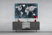 World Map panel catching low light to reveal its grunge texture