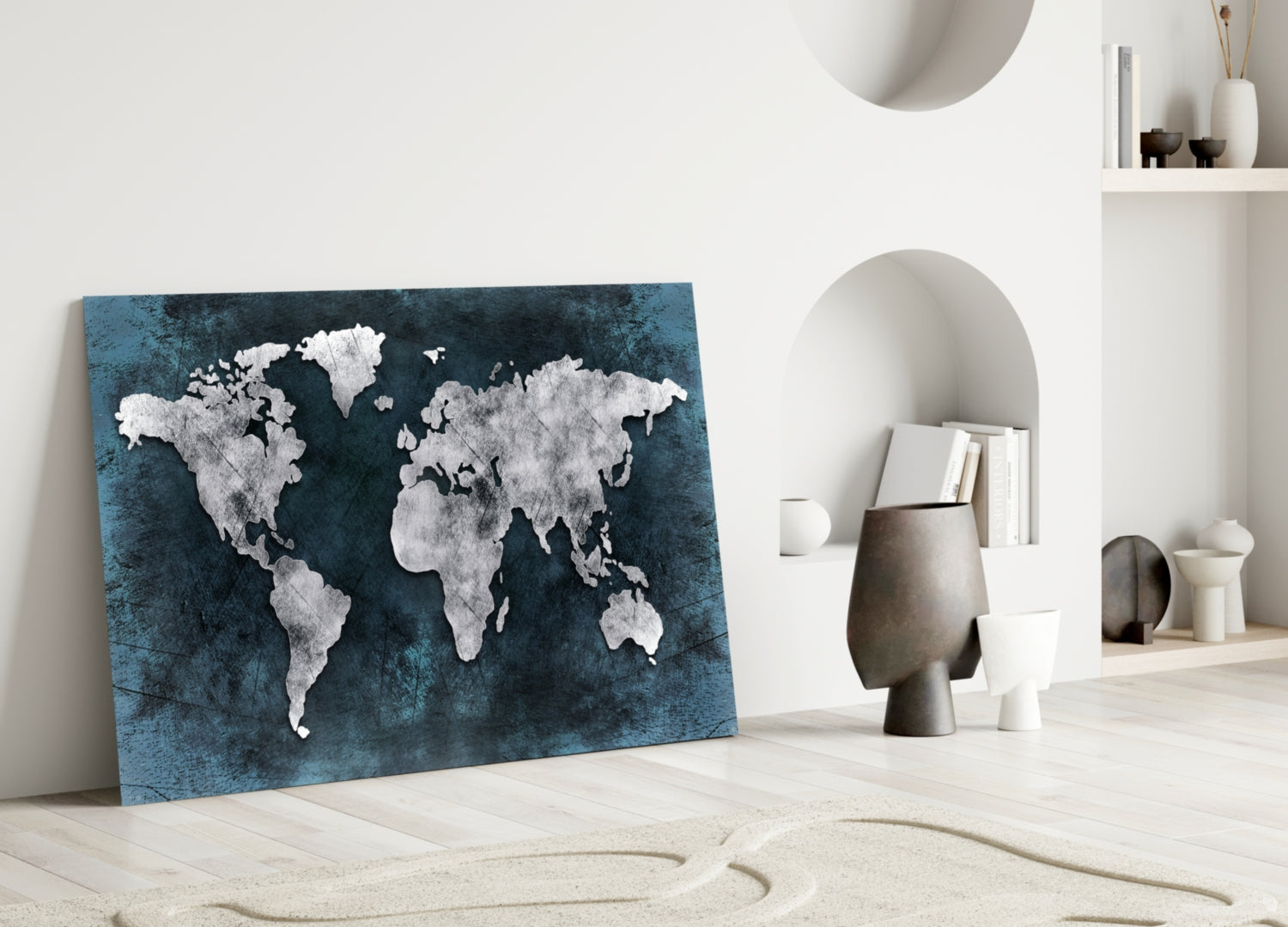 World Map Glass Wall Art.