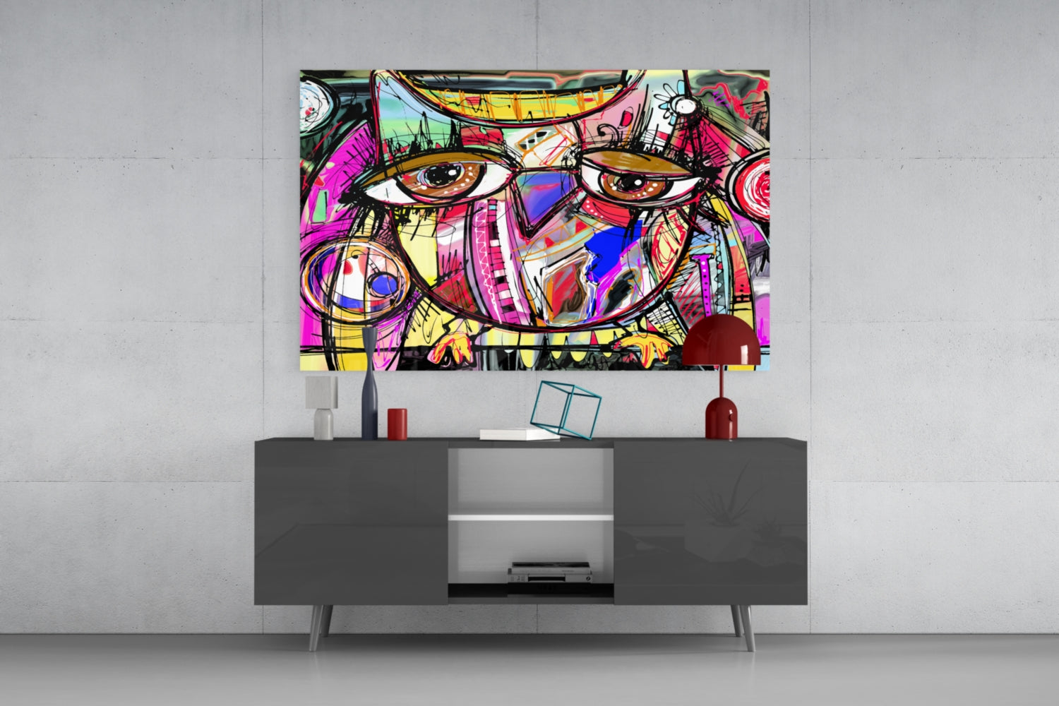 Abstract Owl Glass Wall Art.