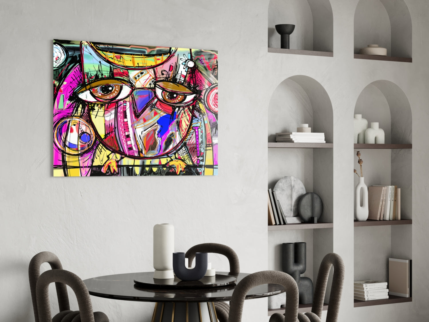Abstract Owl Glass Wall Art.