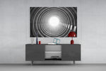 Geometric Structures panel catching low light to reveal its hypnotic rhythm