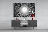 Geometric Structures panel catching low light to reveal its hypnotic rhythm
