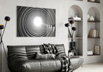 Geometric Structures glass wall art styled in a hallway with leading-line drama
