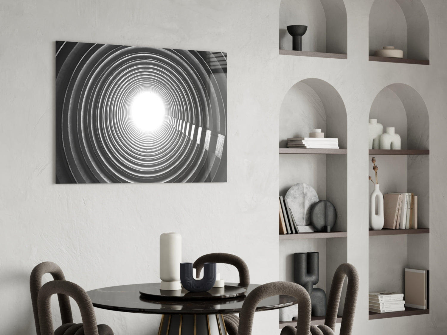 Geometric Structures Glass Wall Art.