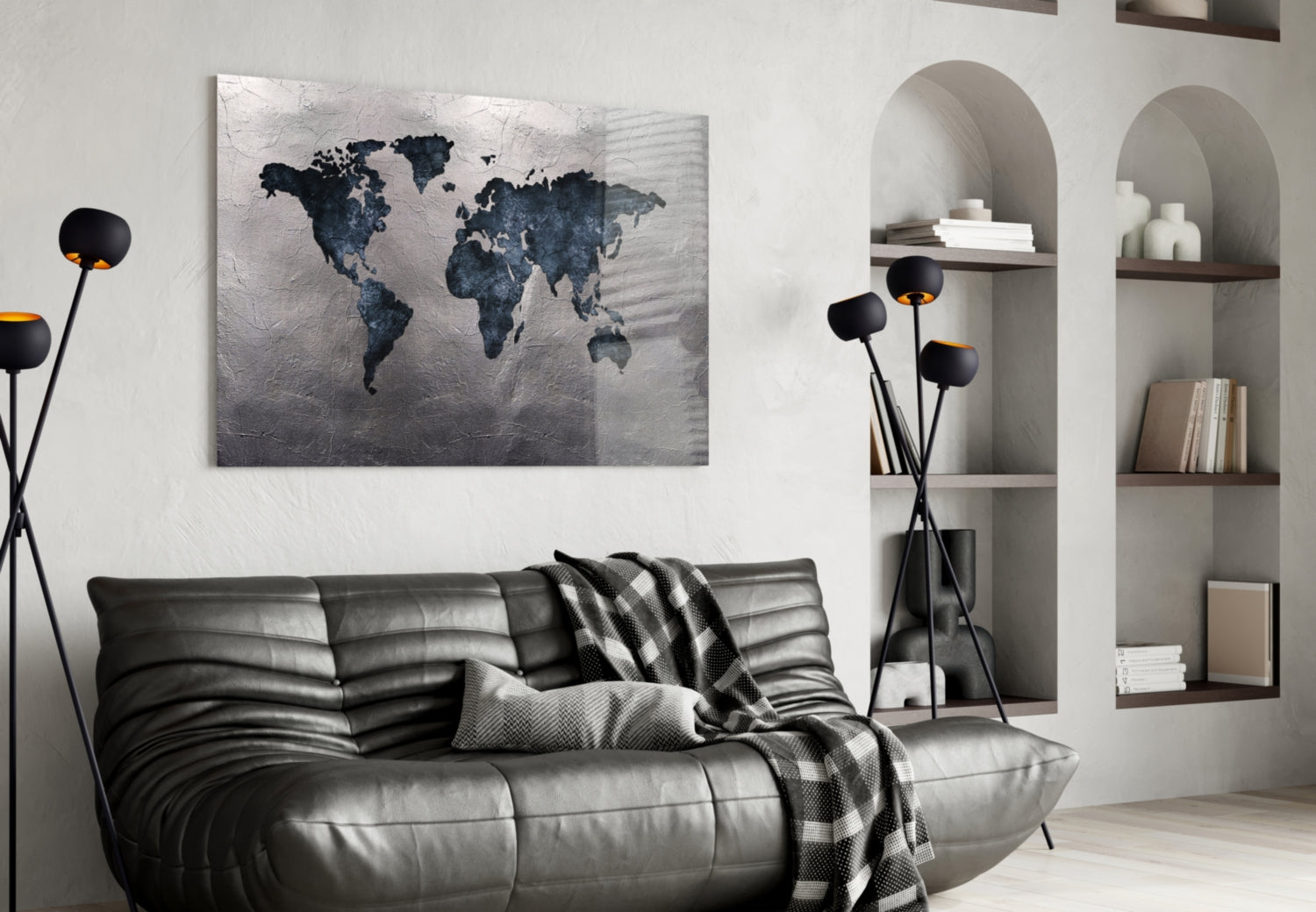 World Map Glass Wall Art.