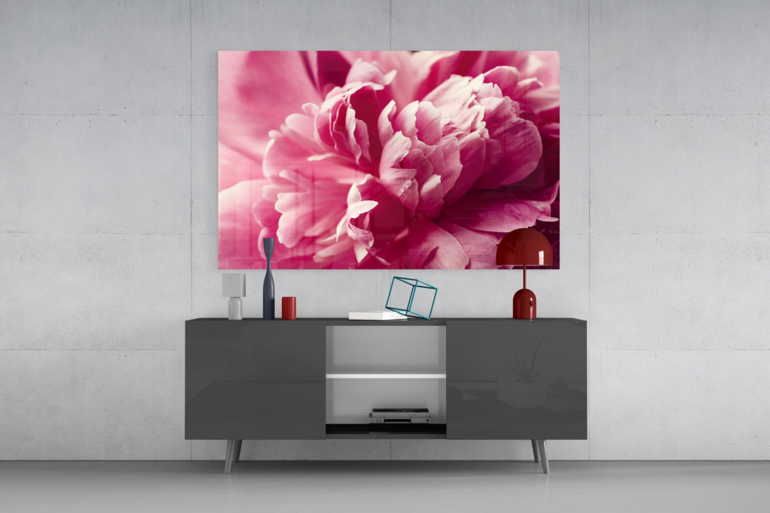 Pink Flower Glass Wall Art.