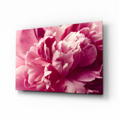 Pink Flower glass wall art displayed above a console in a designer interior