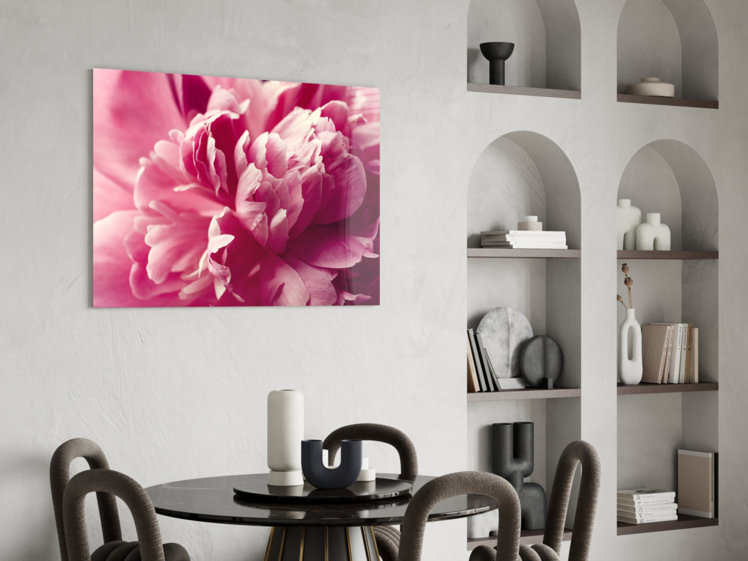 Pink Flower Glass Wall Art.