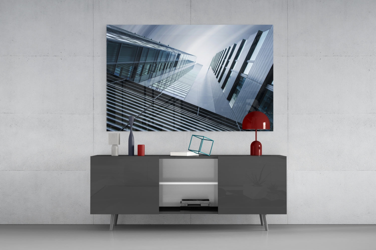 Geometric Structures Glass Wall Art.