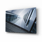 Geometric Structures glass wall art displayed above a console in a designer interior