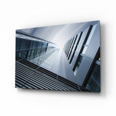 Geometric Structures glass wall art displayed above a console in a designer interior