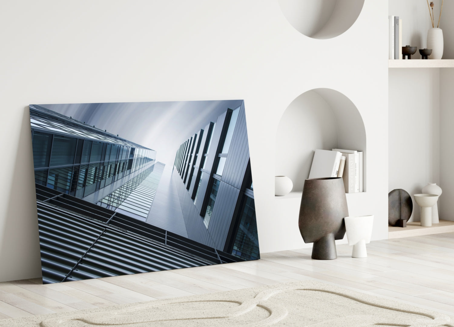 Geometric Structures Glass Wall Art.