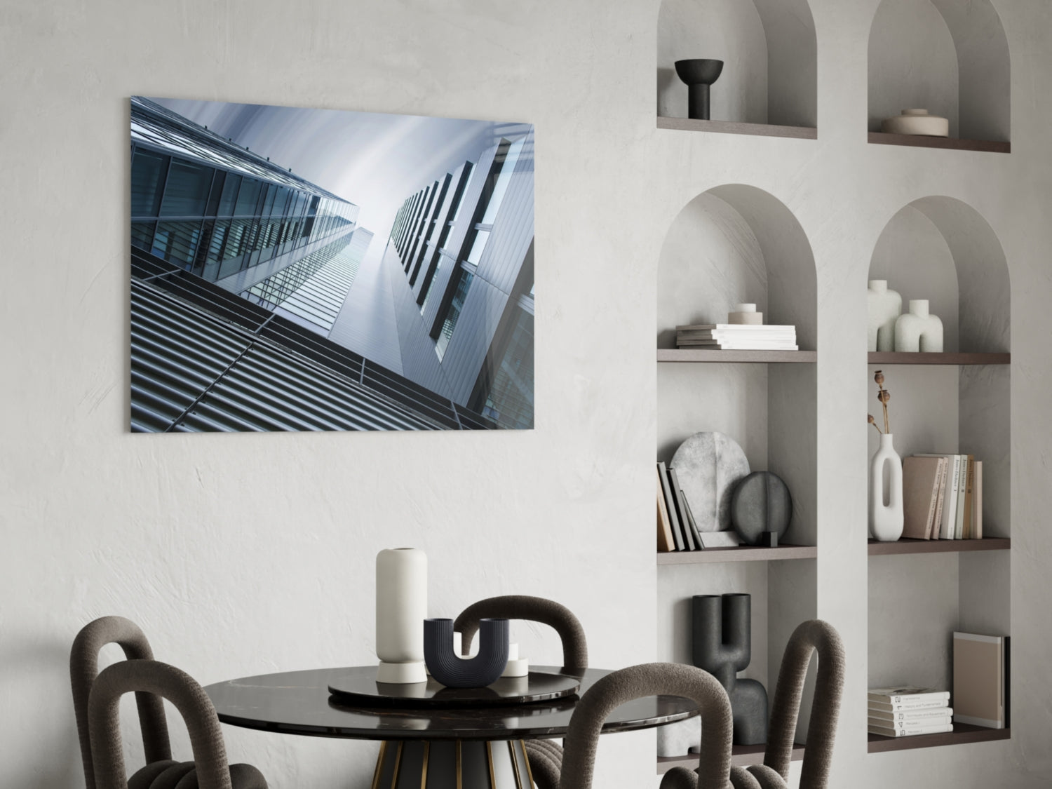 Geometric Structures Glass Wall Art.