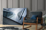Geometric Structures glass print enhancing a study with cosmopolitan mood