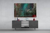 Abstract Colors panel catching low light to reveal its kinetic drips