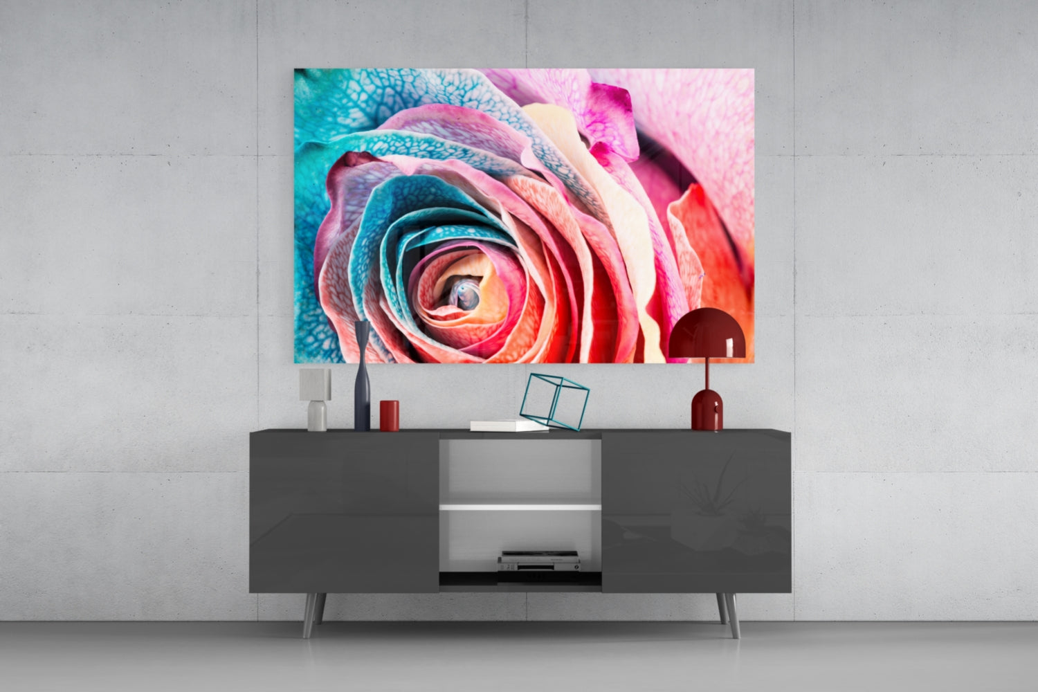 Colored Rose Glass Wall Art.