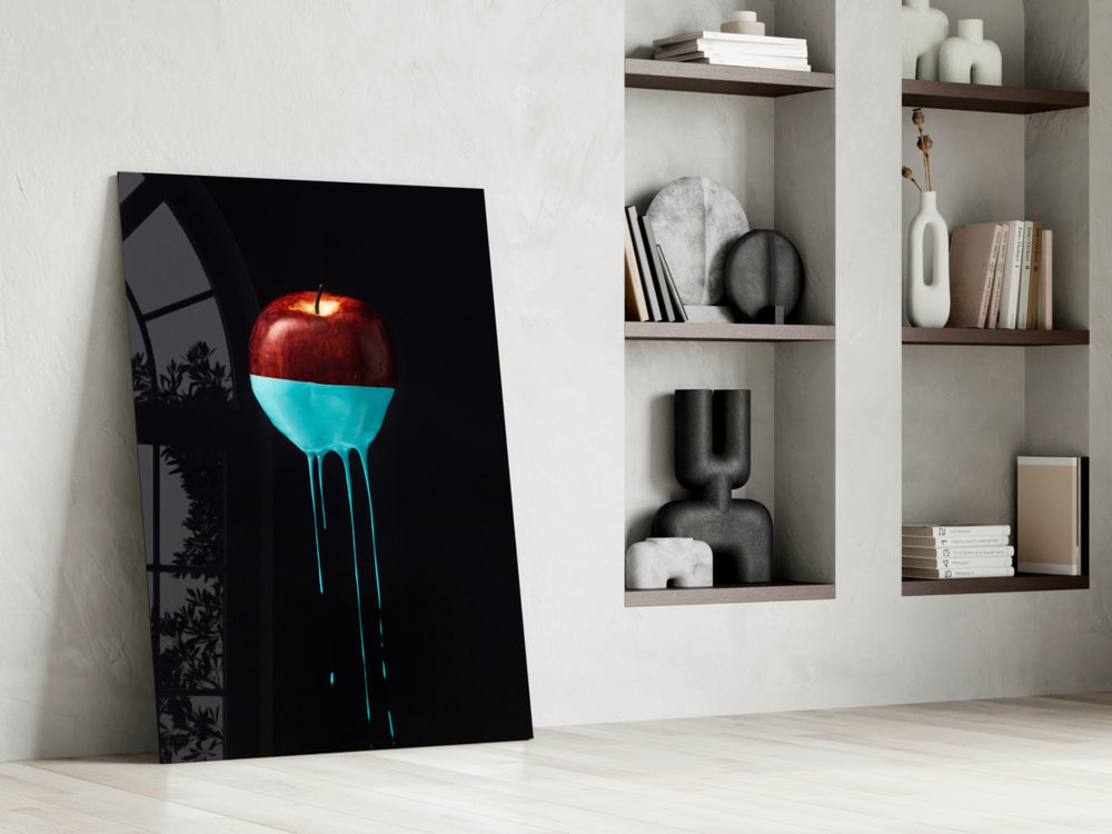 Apple glass print enhancing a studio with minimalist edge