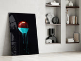 Apple glass print enhancing a studio with minimalist edge