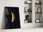 Banana glass print enhancing a studio with minimalist charm