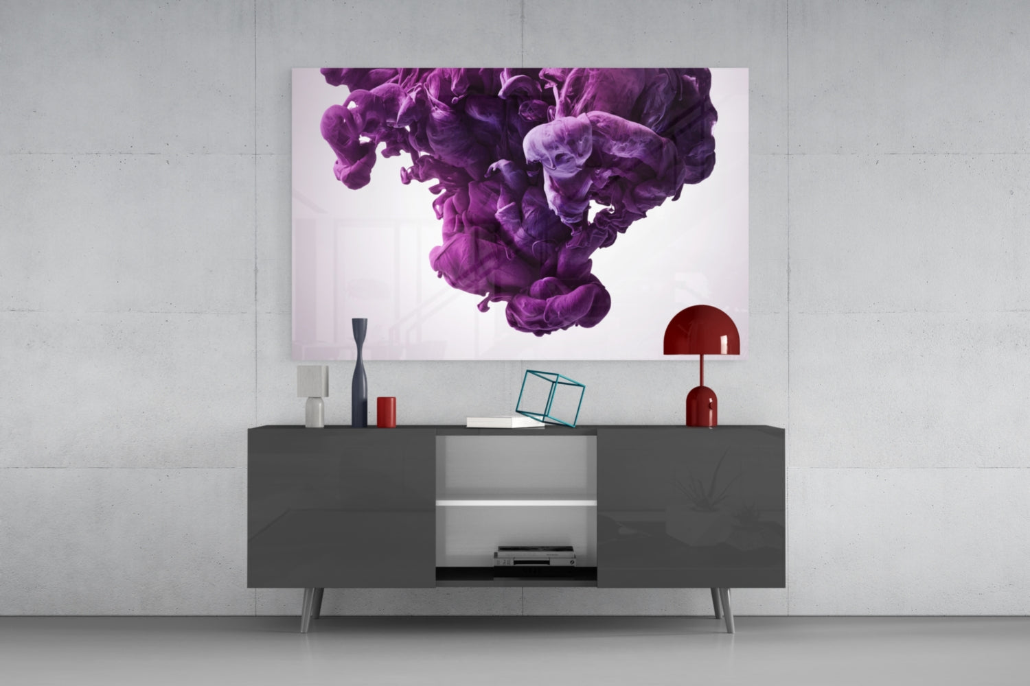 Purple Smoke Glass Wall Art.