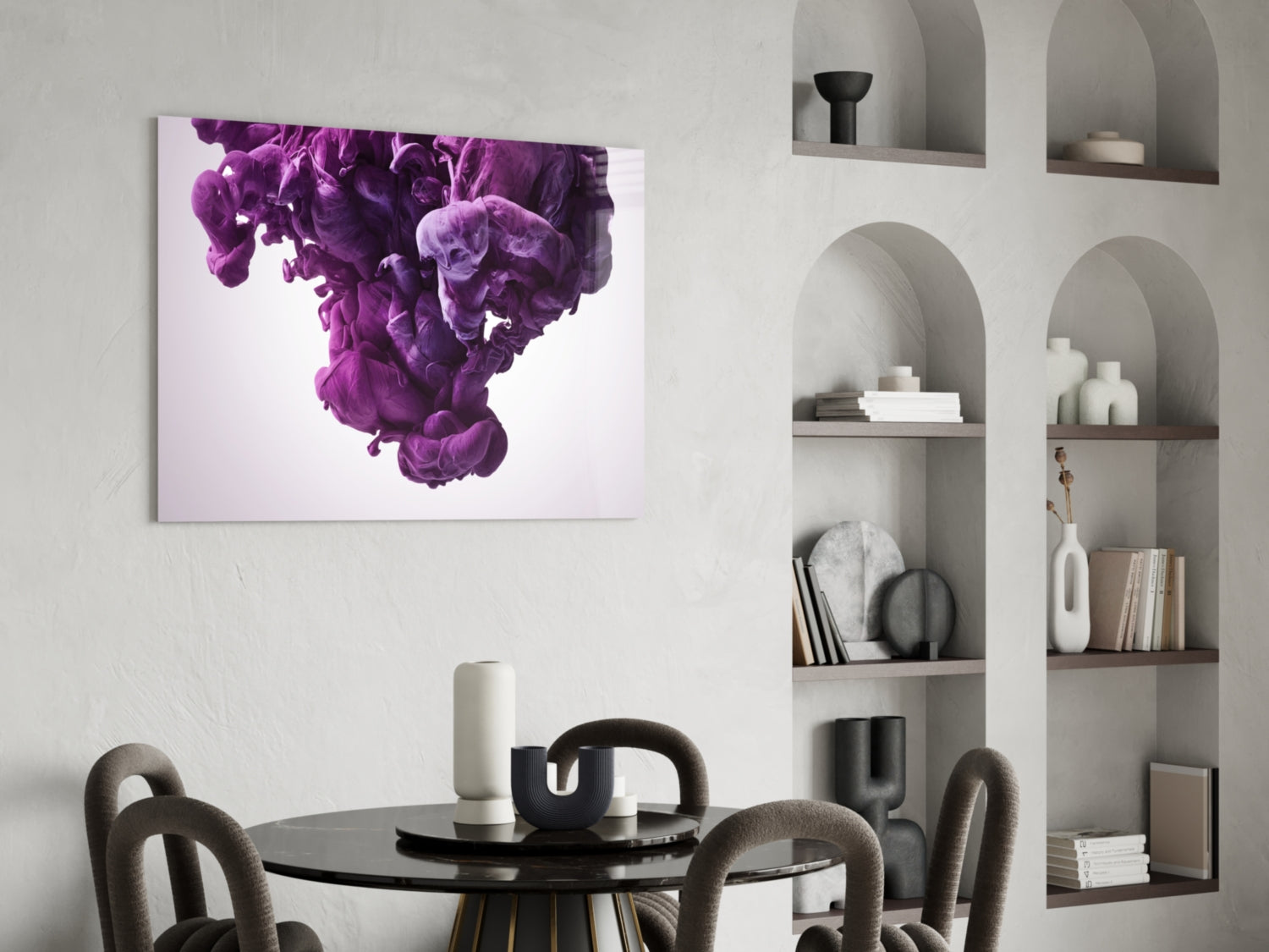 Purple Smoke Glass Wall Art.