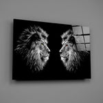 Twin-lion panel bringing regal authority to a contemporary living space