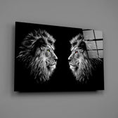 Twin-lion panel bringing regal authority to a contemporary living space