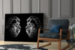 Lion glass print enhancing a lounge with predator pulse